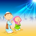 Kids offering namaaz for Eid celebration Royalty Free Stock Photo