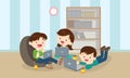 Happy kids on online learning education courses