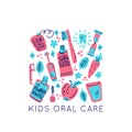 Kids Oral Care Vector set