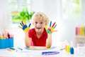 Kids paint. Child painting. Little boy drawing Royalty Free Stock Photo