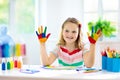 Kids paint. Child painting. Little girl drawing Royalty Free Stock Photo