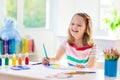 Kids paint. Child painting. Little girl drawing Royalty Free Stock Photo