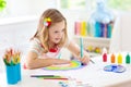 Kids paint. Child painting. Little girl drawing Royalty Free Stock Photo