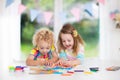 Kids paint and draw at home Royalty Free Stock Photo