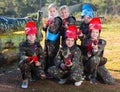 Kids paintball players ready for playing outdoor Royalty Free Stock Photo