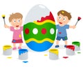 Kids Painting Big Easter Egg