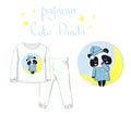 Kids Pajama fashion baby clothing, print Panda Bear