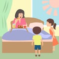 Kids pampering their mom with breakfast in bed Royalty Free Stock Photo