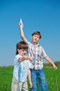 Kids with paper planes Royalty Free Stock Photo