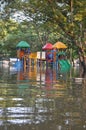 Kids park is underwater in a flooded street of Bangkok, Thailand, on the 06 November 2011