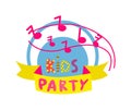 Kids party advertising logo emblem isolated on white