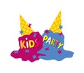 Kids party badge with melted ice-cream cone design