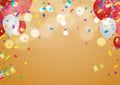 Kids party with balloons white and red on background Royalty Free Stock Photo