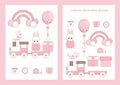 Kids party and celebration design elements. Invitations, cards, nursery decor