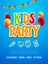 Kids party invitation design template. Child celebrating fun flyer poster banner decoration for kids