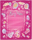 Kids party menu frame.