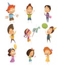 Kids Party Retro Icons Set Royalty Free Stock Photo