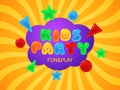 Kids party zone. Cartoon design funny children title, games room bright colors jelly label, sweet sugar lollipops sign Royalty Free Stock Photo