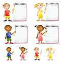 Kids With Pencils Notepads Royalty Free Stock Photo