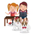 Kids with pets characters Royalty Free Stock Photo