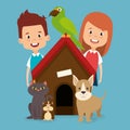 Kids with pets characters Royalty Free Stock Photo