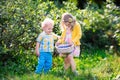 Kids picking blueberry