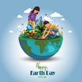 Kids Planting, Creative design world environment and earth day drawing and painting concept. abstract vector illustration design Royalty Free Stock Photo