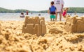 Kids play on beach with sand Royalty Free Stock Photo