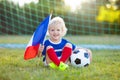 France football fan kids. Children play soccer Royalty Free Stock Photo