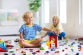 Kids play with toy cars. Children playing car toys Royalty Free Stock Photo