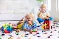Kids play with toy cars. Children playing car toys Royalty Free Stock Photo