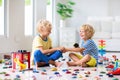 Kids play with toy cars. Children playing car toys Royalty Free Stock Photo