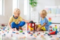 Kids play with toy cars. Children playing car toys Royalty Free Stock Photo