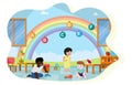 Kids Play Toys Kindergarten Classroom Interior Children School Furniture Vector Illustration