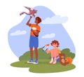 Kids play with toys outdoor vector