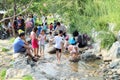 Kids play water at Gwangmyeong Cave in south korea