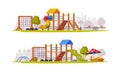 Kids Playground as Urban Summer Public Area for Playing Vector Illustration Set Royalty Free Stock Photo