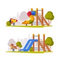 Kids Playground as Urban Summer Public Area for Playing Vector Illustration Set Royalty Free Stock Photo