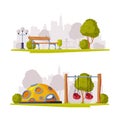 Kids Playground as Urban Summer Public Area for Playing Vector Illustration Set Royalty Free Stock Photo