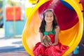 Kids on playground. Children on school yard slide Royalty Free Stock Photo