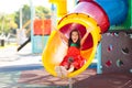Kids on playground. Children on school yard slide Royalty Free Stock Photo