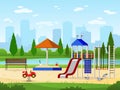 Kids playground. City park playground leisure outdoor activities cityscape landscape garden entertaining illustration Royalty Free Stock Photo