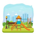 Kids playground, entertainment in form of horizontal bars and swings.