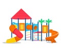 Kids playground with slides and tube. Cartoon vector illustration Royalty Free Stock Photo