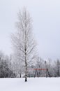 Kids playground on a snowy winter day. Royalty Free Stock Photo