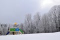 Kids playground on a snowy winter day. Royalty Free Stock Photo