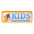 Kids playground tunnel logo, cartoon style