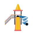 Kids playground vector plastic slide in flat design. Children pl Royalty Free Stock Photo