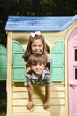 Kids in playhouse.