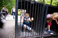 Kids playing in animal cages, Zoo Safari, Dvur Kralove, Czech Republic Royalty Free Stock Photo